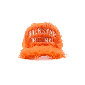 Donnesha Orange Shaggy Fur Trucker Hat
