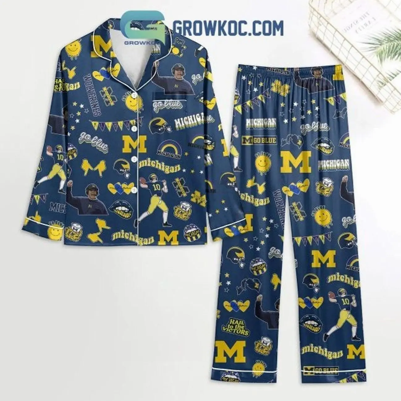 Michigan Wolverines Go Blue Polyester Pajamas Set