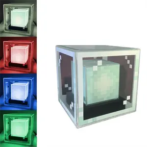 Game-Inspired Pixel Beacon Night Light, 4-Color Changing RGB Lamp Beads, Type‑C Charging Eco‑Friendly Lamp for Gaming Room Atmosphere & Outdoor Decor