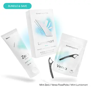 Essentials Kit – Zero 10% nHAp Toothpaste + Lumismart Whitening Strips + Versa Floss Picks – Complete Daily Oral Care Bundle by Something Nice