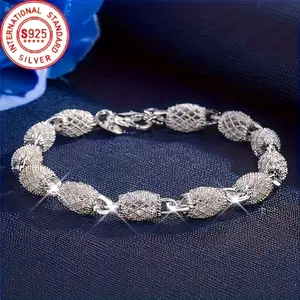925 Silvery Beads Charm Bracelets For Women Luxury Hollow Ball Bracelet Wedding Party Fine Jewelry Gift International Standard Silver
