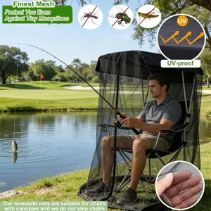 Mosquito Net Cover for Outdoor Camping & Fishing Chair, Bug Barrier Mesh Tent with Zipper, Fits Most Foldable Chairs, Shade Canopy Included