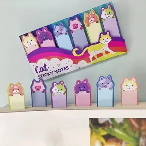 Cute Cartoon Cat Animal Sticky Note, 150pcs/set 6 Colors Creative Sticker Bookmark, Perfect for Students and Offices, School Supplies, Post-it Note Stationery
