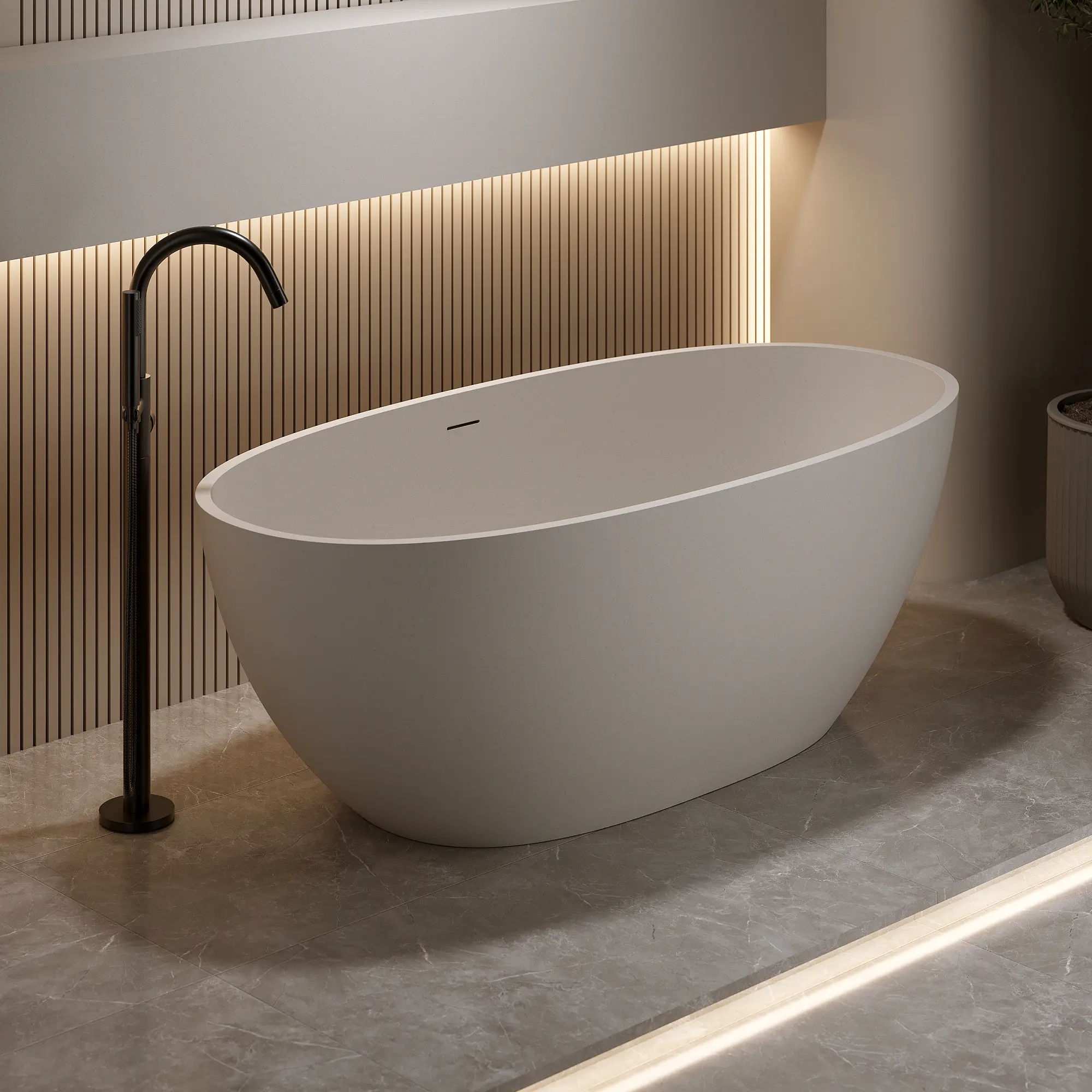 71-Inch Irregular Resin Stone Freestanding Bathtub - Home Improvement Bathroom Fixture, Smooth and Rounded Modern Soaking Tub, Overflow Drain, Pop-up Drain, Insulated Soak, Easy-to-Clean Standalone Unit for 1 Bather