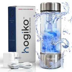 Hogiko Hydrogen water bottle 420mL 800-1600ppb SPE PEM Easy Washable Glass Bottle, Portable & Leakproof