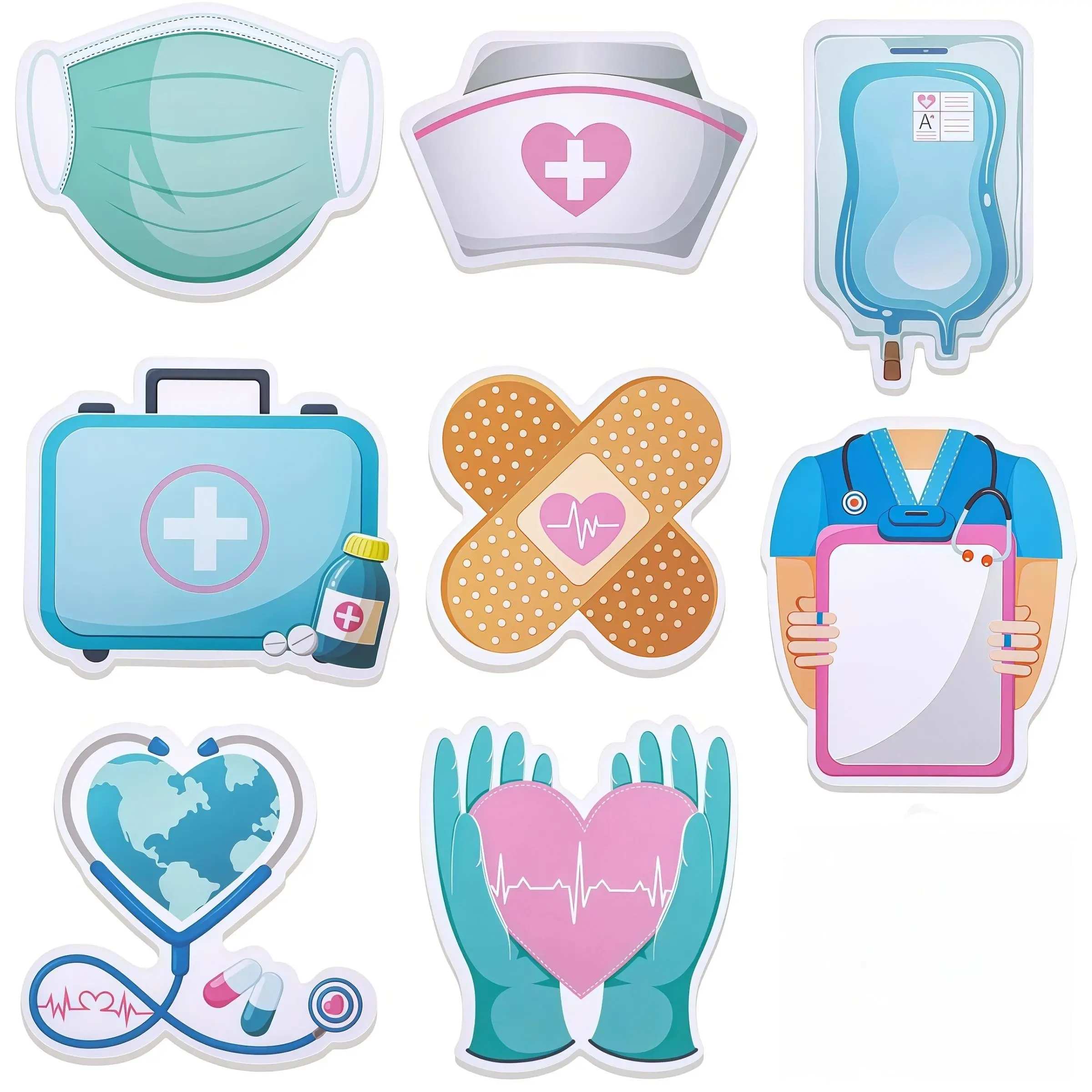 Medical Theme Sticky Notes, Irregular Design, Strong Adhesive Self-Adhesive Stickers, High Adhesive Stickers, Suitable for Nurses Doctors Nursing Students Office Supplies Home Essentials, Sticky Labels