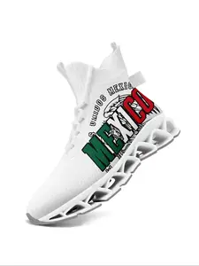 Men's Mexico Eagle Print Lace Up High Top Sneakers, Casual Comfortable Breathable Sports Running Shoes, Male All-match Round Toe Athletic Shoes for Training & Daily Wear, Closed