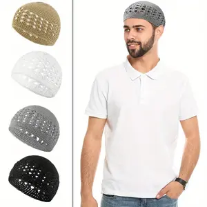 4pcs Hat for Men Knit Kufi Cap Crochet Beanie Kufi Hat Skull Cap for Men Women, Hollowed Out Breathable Hat Party Hat