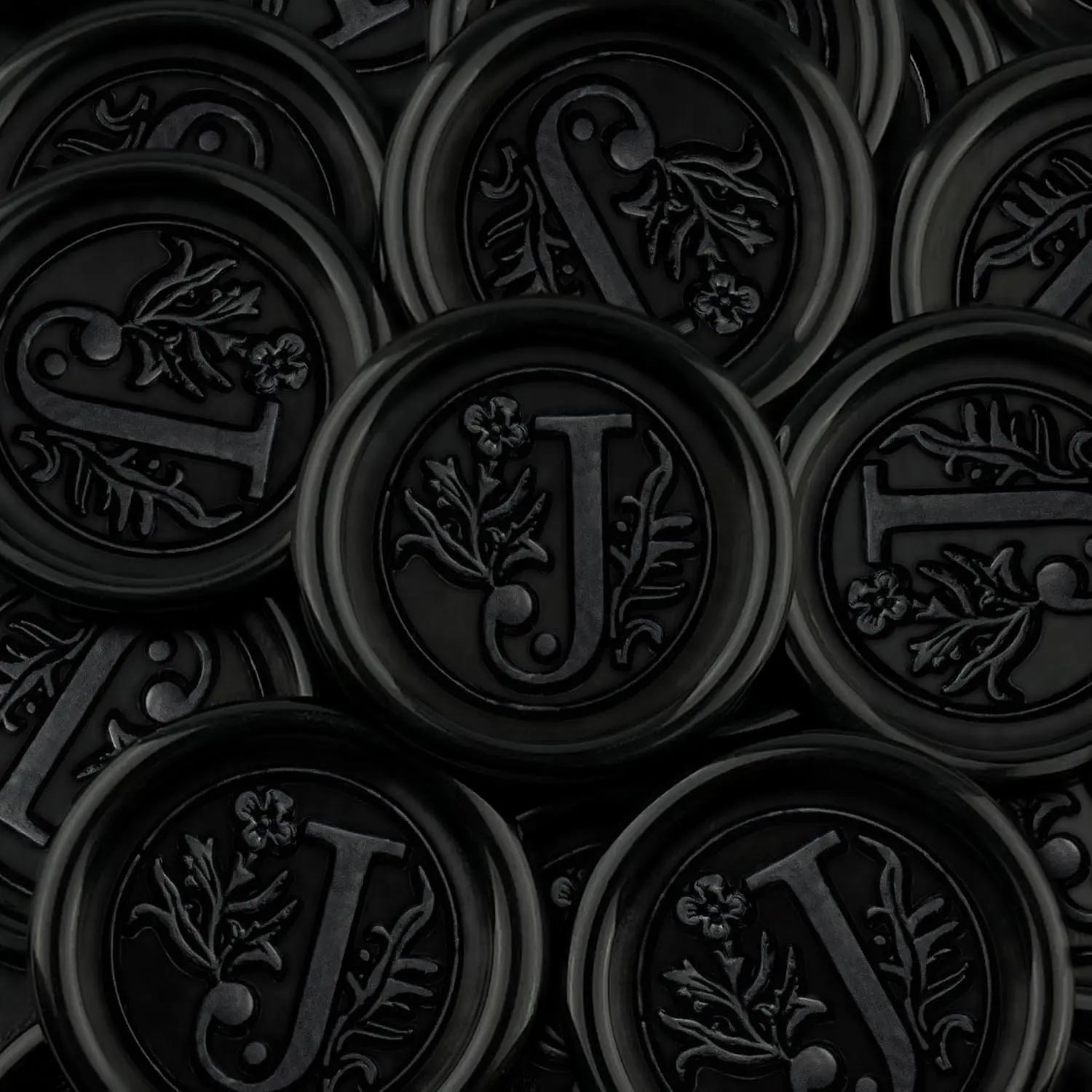 25Pcs Self Adhesive Black Handmade Wax Seal Stickers for Wedding Party Invitations Envelope Gift Wrap Christmas Initial J