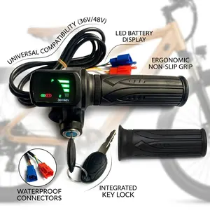 2026 Electric Bike Throttle 36V48V Accelerator for E-bike/Electric Scooter Accessory Throttle Handlebar with LED Display
