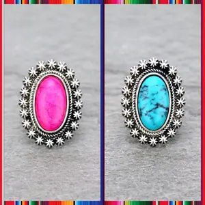 Oval framed Western stone Ring    One size adj
