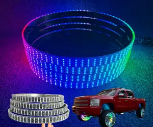 4PCS 15.5" Quad Row RGB Dream Color Chasing LED Wheel Lights, IP68 Waterproof Rim Light Kit with App & Remote Control, Music Sync & Strobe Modes, Fits for Trucks & Cars with 20"+ Wheels