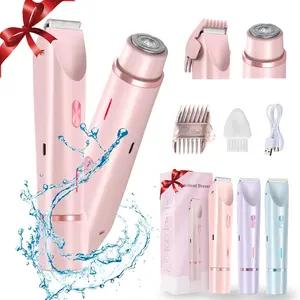 2 in 1 Women's Electric Shaver, Body Hair Trimmer & Bikini Trimmer Combo, USB Rechargeable Waterproof Hair Remover, Ipx7 Water-Resistant Gift for Women