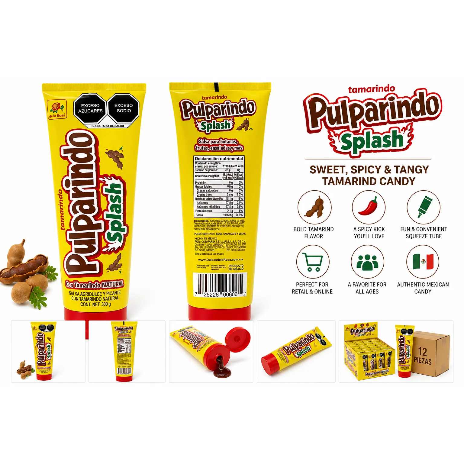 Pulparindo Splash Tamarind Candy – Sweet, Spicy & Tangy Squeeze Treat