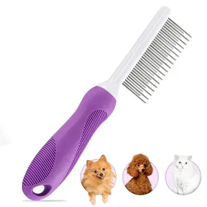 Pet Detangling Comb, Long & Short Stainless Steel Teeth Pet Comb, Knots & Tangles Removing Tool, Safe & Gentle DIY Puppy, Kittens, Dog & Cat Grooming Tool
