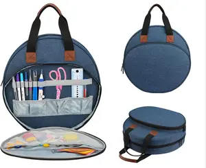 Embroidery Project Bag, Embroidery Supplies Storage Carrying Tote Cross Stitch Storage Tote, Embroidery Projects Bag with Zipper Pockets Organiser for Hoops, Charts and Threads