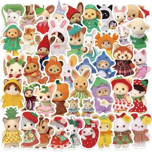 60-piece Cartoon Fruit Animal Series Stickers for DIY Decoration (Phone Cases, Cups, Skateboards) - Waterproof PVC Stickers for Kids