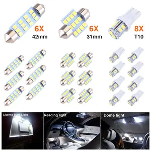 20PCS LED Car Interior Light Kit – Dome, Map, License Plate, T10 Bulbs, Double-Ended Reading Lights