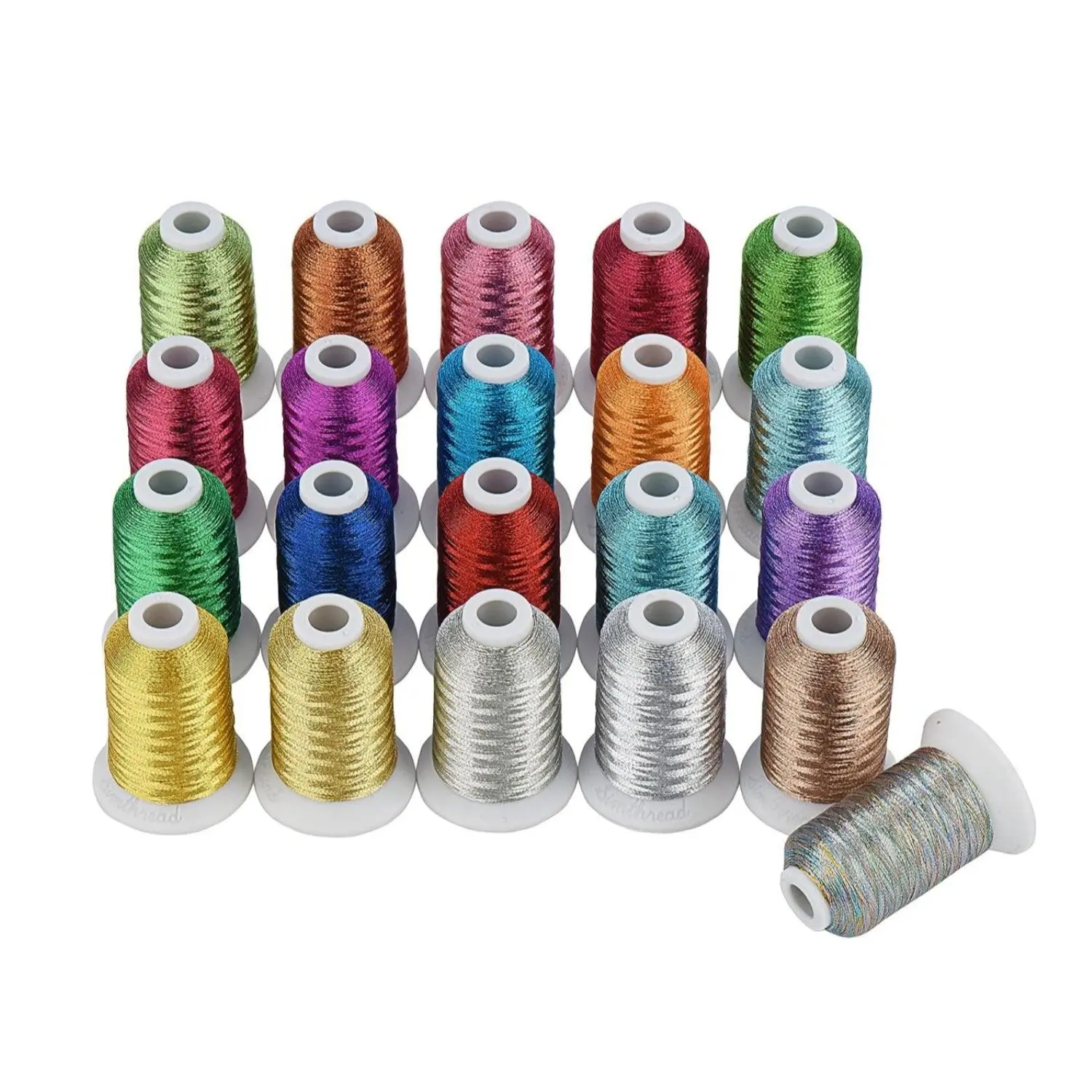 Simthread 21 Assorted Colors Metallic Embroidery Machine Thread Kit ...