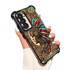 Mysterious Maya Style Totem Personalized Soft Case for Samsung Galaxy S22 S23 S24 FE Ultra Plus Electroplated Anti-Drop Protection Cover SMQZ39