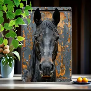 Vintage Horse Pattern Artistic Metal Wall Art Print, 1 Count Rustic Metal Wall Decor, Wall Art Decor for Home Living Room Bedroom Office, Ornaments
