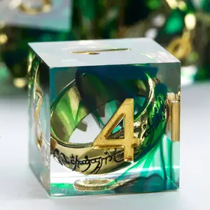 Gold Ring DND Red Resin Dice Set with Sharp Edges Perfect for Romantic Role Playing Adventures Durable Transparent Resin D20 D12 D4 D10 D% D8 D6 Set of 7 Polyhedral Dice