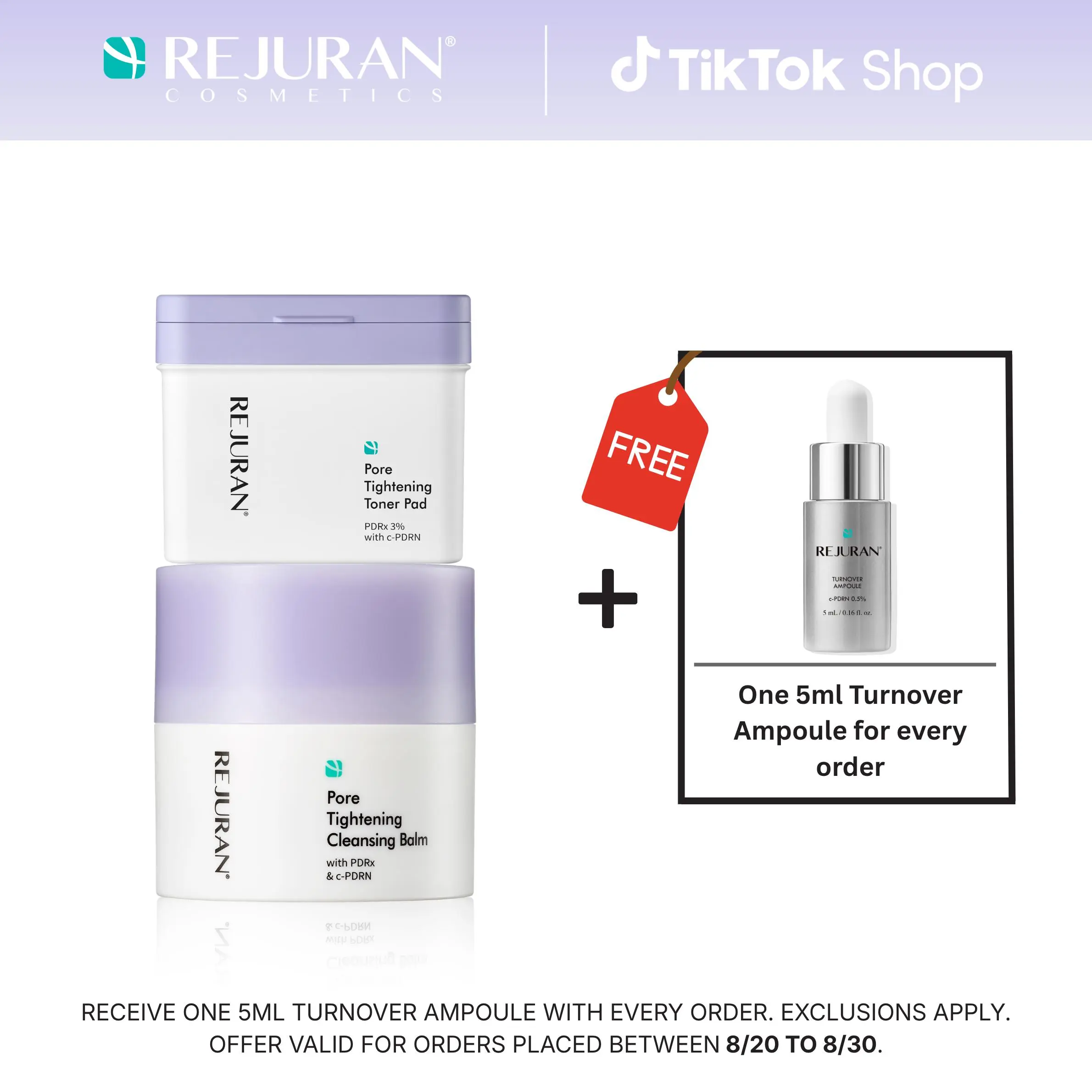 REJURAN Pore Tightening Cleansing Balm and Pore Tightening Toner Pad with PDRx & c-PDRN REJURAN Pore Tightening Cleansing Balm and Pore Tightening Toner Pad with PDRx & c-PDRN