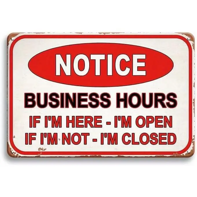 Aluminum Metal Signage Notification Opening Hours Open & Close Sign Vintage Vintage Aluminum Metal Signage for Commercial Shops Bars Cafes Barber Shop Indoor Outdoor Decoration Size: 12 x 8 inch