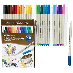 Artline Supreme Brush Pen, Set of 24 Colored Brush Markers, Made by Shachihata Japan
