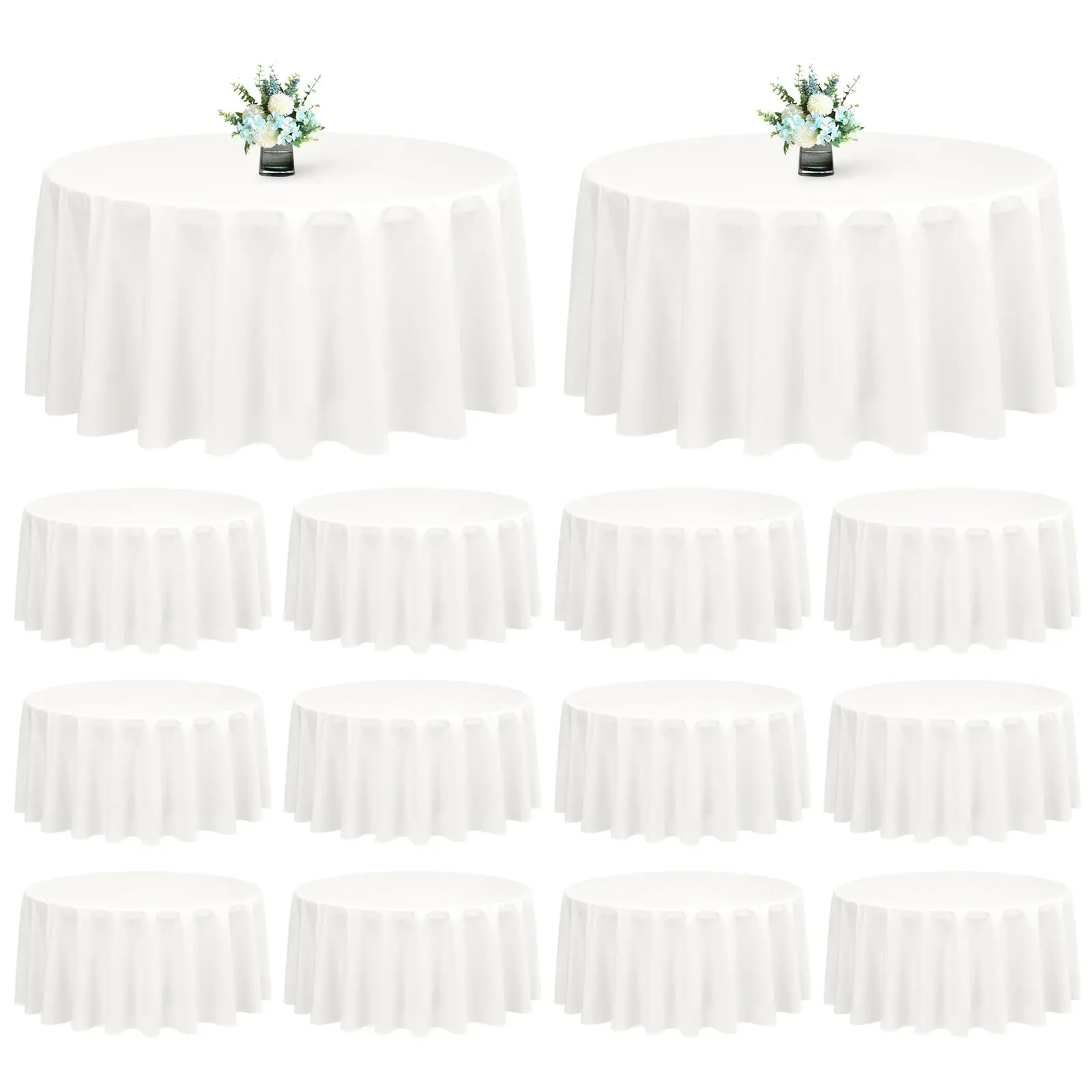 White Round Tablecloths 90 Inch 12 Pack for Wedding Reception Graduation Party Baby Shower Bridal Shower Table Decor Wedding Table Setup Banquet Event Outdoor Garden Party Summer Table Setup graduation leis #SummerVibes graduation decorations 2026