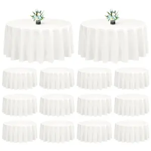 12 Pack White Round Tablecloths 90 Inch for Wedding Reception & Graduation Party Table Decor, Easter Decor 2026 Spring Event, Kitchen & Dining, Manteles para Mesas Redondas, Iron Free