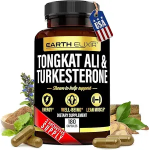Turkesterone 1000mg and Tongkat Ali 400mg Supplement (180 Capsules) - Made in USA - Max Purity - Tongkat Ali Extract and Turkesterone Supplement for Men - Zero Fillers - Non-GMO