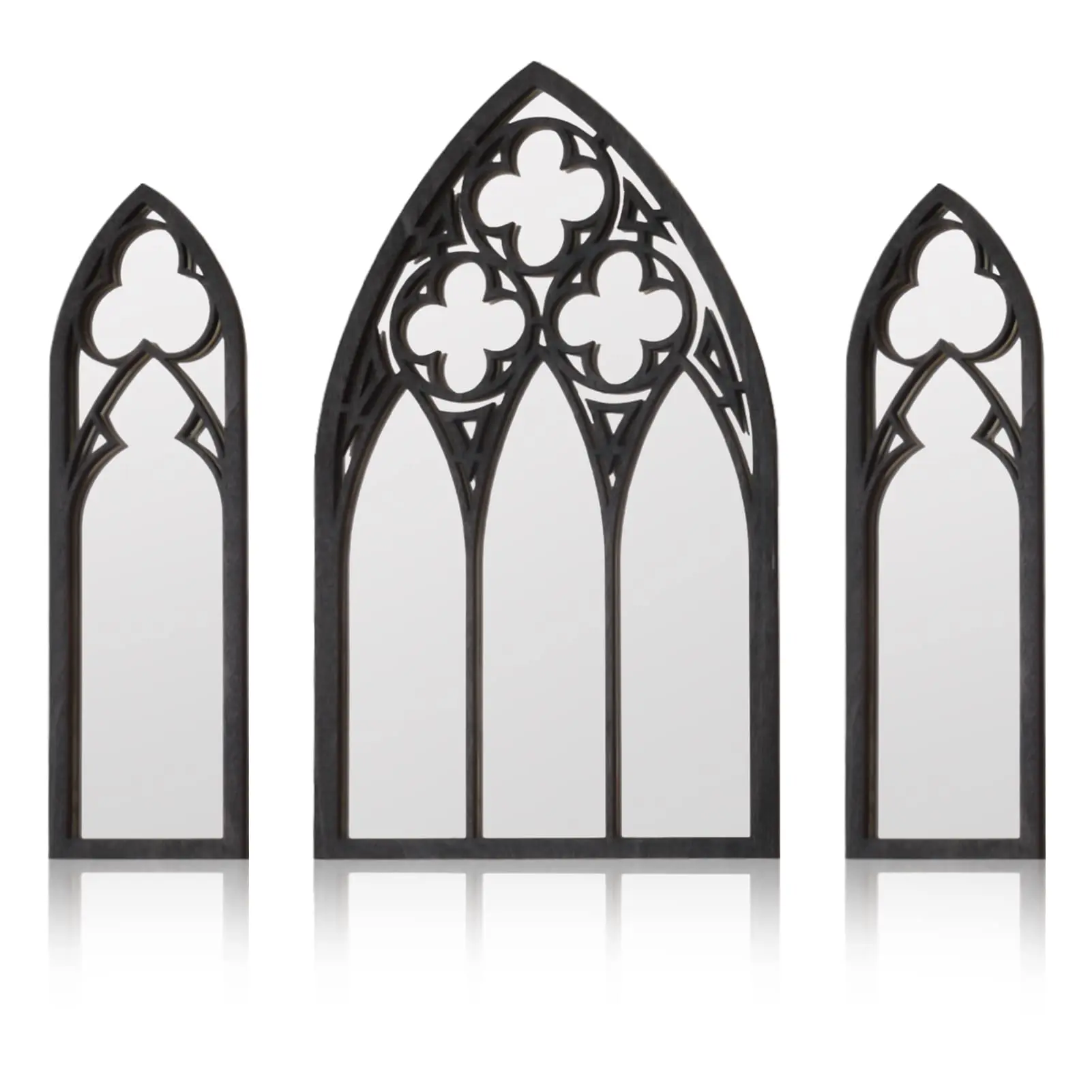 3 Pack Gothic Mirrors  Cathedral Arch Frame Tiny Room Decor - 9.8 Inches Spooky Decorative Rustic Wall Hanging For Bedroom & Bathroom