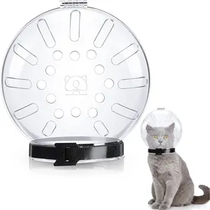 Cat Transparent Muzzle with Breathable Hood, Cat Muzzle for Grooming Adjustable Kitten Mouth Cover Helmet Anti-bite Helmet Grooming Mask for Dog Pet(L)