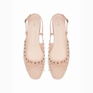 Cider BOWKNOT DECOR STUDDED SLINGBACK FLATS