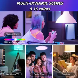 Multi-color LED Light Bulbs (1-Count) Screw Base, Dimmable Multicolor Light Bulb for Party Bedroom Home,16 Color Choices - Remote Control