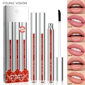 Young Vision 3Pcs Peel Off Lip Liner Stain Set Long Lasting Waterproof Transfer Proof Matte Lip Tint for Women Girls Flawless Everyday Use Gift Long-Lasting Lip Liner Set tiktok shop Set with Matte Finish Peel-Off