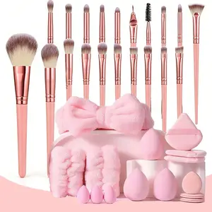 15/35-piece professional makeup brush set, Soft cosmetic brushes, super soft nylon bristles, concealer/contour sponge (wet/dry), basic makeup, foundation, contour, highlight - suitable for beginners and professionals, convenient for travel