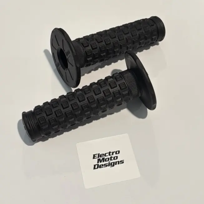 Electro Moto Designs Pillow Top Grips - 7/8" Non-Slip Rubber Small Square Motorcycle Grips, Dirt Pit Bike & Motocross Motorbike Motor Parts Accessories