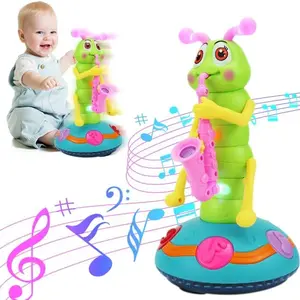 Electric Caterpillar Saxophone Musical Toys, Dancing Saxophone Caterpillar,Baby Sensory Toys with LED Lights for Toddler Boys Girls