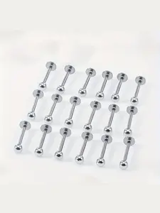 Set of 18pcs of 16G Lip Labret Rings, Suitable for Both Men And Women, Made from Surgical 304 304 Stainless Steel. Includes Studs for Tragus, Helix, Cartilage, Tongue, Cheek, And Dimple Piercings, with Bar Lengths of 6Mm, 8Mm, 10Mm, And 12Mm