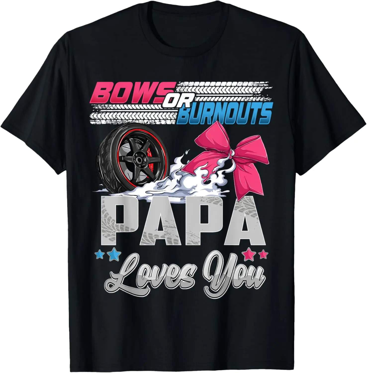 Women's 100% Cotton Short-Sleeve Round Neck Graphic Tshirt - Burnout or Bow Design, Casual Clothes with Playful Vibe, Everyday Wear for Gender Reveal Party Announcements