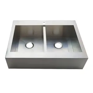 212 MAIN Gourmetier Modern Edinburg 36 in. Drop-In Stainless Steel Double Bowl Kitchen Sink - Brushed Finish, Soundproof, Easy Install, Modern Theme