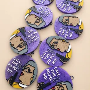 Funny Old Lady Car Freshie Air Freshener Call The PoPo Handmade Scented Aroma Beads with 10 inch String for Car Use Humorous Design