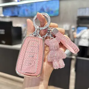 ACEBOY For Toyota Key Fob Cover With Toyota Keychain, Car Key Fob Case Compatible With Toyota 2018-2022 Camry RAV4 Highlander Avalon C-HR Prius Corolla GT86 Smart Key Protector Holder