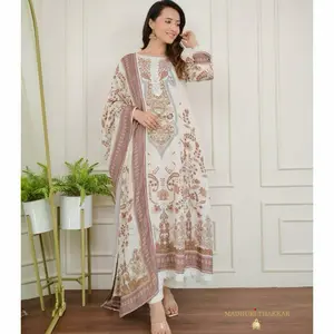 Pakistani Suits Made from Soft Muslin Fabric with Digital Prints & Handwork Detailing for Upcoming Occasions