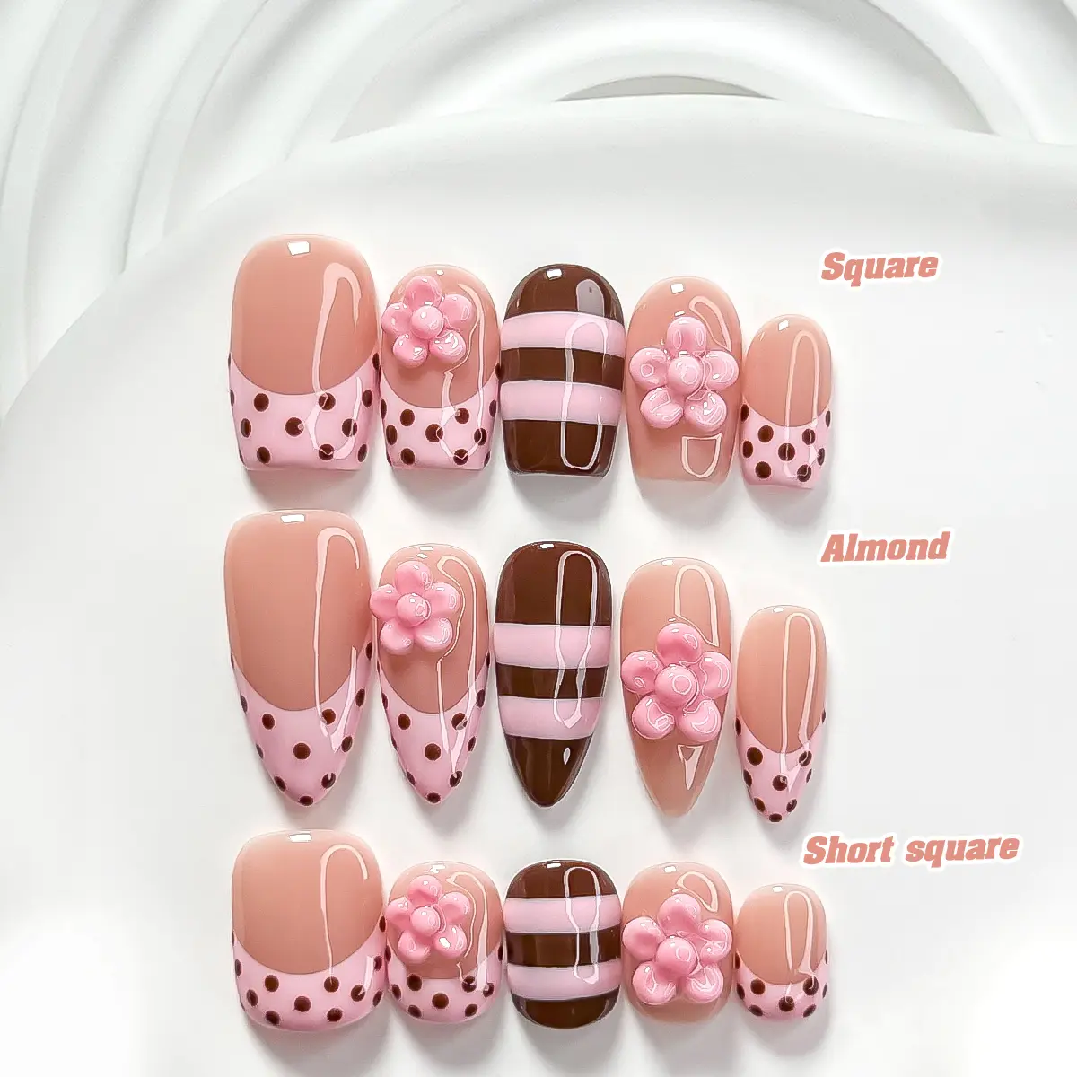 CuraTique Summer Collection | Daisy Pop | 10-Piece Set  100% Handmade Nail Stickers, 3D Gel Nails, Reusable Nail Art | 2026 SpringNails | Holiday Nails | Perfect Nail Art for Vacations | Birthday Party & Gift Ideas