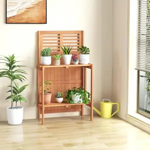 [Costway] Potting Bench Table, Wood Garden Work Bench Workstation with Storage, Outdoor Garden Table for Patio, Lawn & Porch, Outdoor, Deck, Balcony, Garden, Backyard