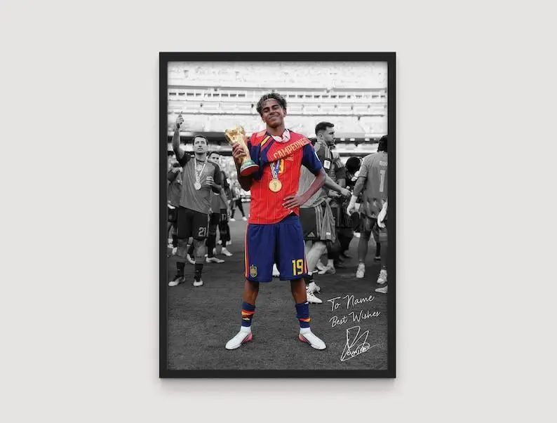 Personalized Lamine Yamal Poster – Custom Name Print with Yamal’s Signature, Yamal Spain poster, Lamine Yamal fan gift, Sports Poster