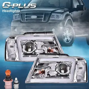 LED DRL Projector Headlight Lamps Chrome/Clear Fit For 04-08 Ford F-150/Mark LT